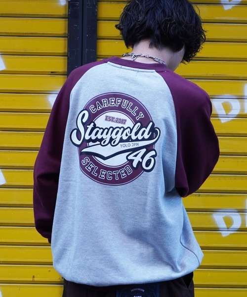 STAY GOLD(ステイゴールド)の「STAYGOLD 刺繍 ラグラン トレーナー / オーバーサイズ スウェット ヘビーウェイト(スウェット・メンズ・ブラウン/カーキ/ワイン/ネイビー・FREE)」の4枚目の写真