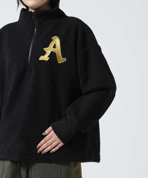 AVIREX（アヴィレックス）の「HALF ZIP EMBROIDERY TOPS/ ハーフジップエンブロイダリー刺繍トップス（その他トップス・レディース・ブラック/ホワイト系2/キャメル・F）」の21枚目の写真