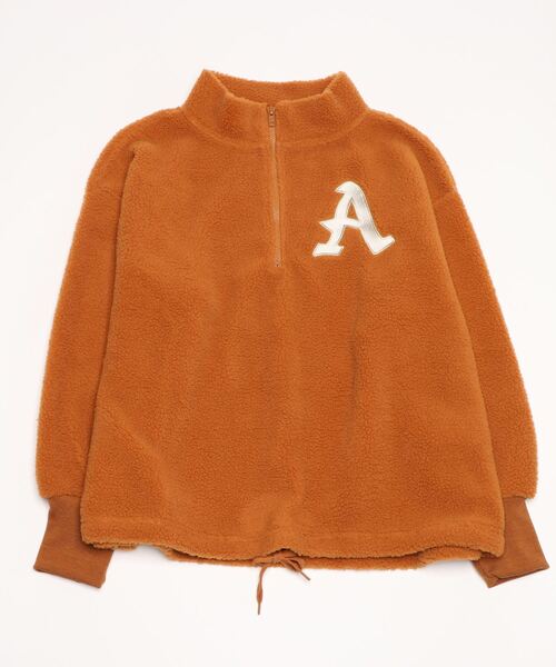 AVIREX（アヴィレックス）の「HALF ZIP EMBROIDERY TOPS/ ハーフジップエンブロイダリー刺繍トップス（その他トップス・レディース・ブラック/ホワイト系2/キャメル・F）」の7枚目の写真