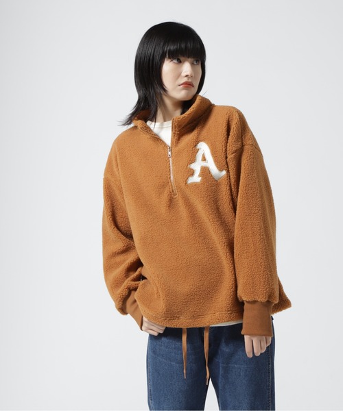 AVIREX（アヴィレックス）の「HALF ZIP EMBROIDERY TOPS/ ハーフジップエンブロイダリー刺繍トップス（その他トップス・レディース・ブラック/ホワイト系2/キャメル・F）」の16枚目の写真