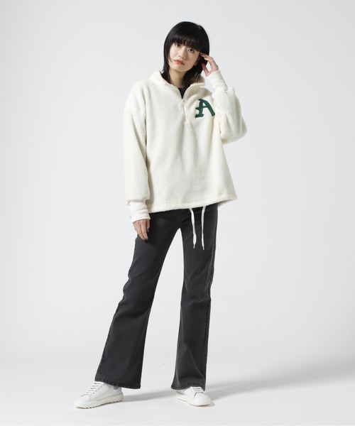 AVIREX（アヴィレックス）の「HALF ZIP EMBROIDERY TOPS/ ハーフジップエンブロイダリー刺繍トップス（その他トップス・レディース・ブラック/ホワイト系2/キャメル・F）」の13枚目の写真