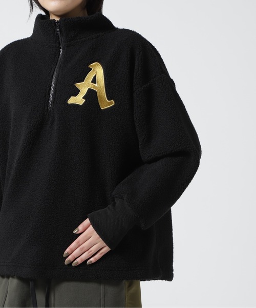 AVIREX（アヴィレックス）の「HALF ZIP EMBROIDERY TOPS/ ハーフジップエンブロイダリー刺繍トップス（その他トップス・レディース・ブラック/ホワイト系2/キャメル・F）」の9枚目の写真