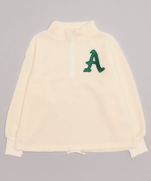 AVIREX（アヴィレックス）の「HALF ZIP EMBROIDERY TOPS/ ハーフジップエンブロイダリー刺繍トップス（その他トップス・レディース・ブラック/ホワイト系2/キャメル・F）」の6枚目の写真