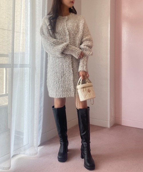 one after another NICE CLAUP（ワンアフターアナザーナイスクラップ）の「きらっとミックスカラー/ロングカーデワンピース（カーディガン/ボレロ・レディース・ブラウン/グレー/ピンク/アイボリー・FREE）」の20枚目の写真