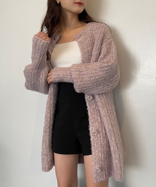 one after another NICE CLAUP（ワンアフターアナザーナイスクラップ）の「きらっとミックスカラー/ロングカーデワンピース（カーディガン/ボレロ・レディース・ブラウン/グレー/ピンク/アイボリー・FREE）」の19枚目の写真