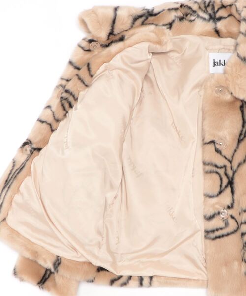 JAKKE)ローズ柄フェイクファーショートブルゾン