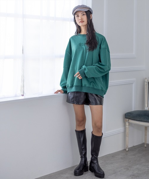 clear(クリア)の「オーバーサイズエンボスロゴスウェットトップス(スウェット・レディース・ブラック/グリーン/アイボリー・F)」の16枚目の写真