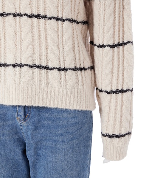 fifth(フィフス)の「ケーブルボーダーニット(ニット/セーター・レディース・ブラック/ベージュ・M)」の9枚目の写真