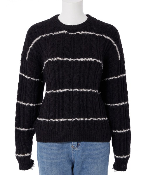 fifth(フィフス)の「ケーブルボーダーニット(ニット/セーター・レディース・ブラック/ベージュ・M)」の8枚目の写真