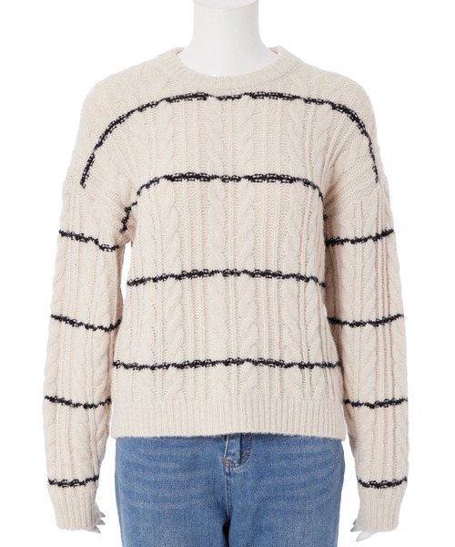 fifth(フィフス)の「ケーブルボーダーニット(ニット/セーター・レディース・ブラック/ベージュ・M)」の12枚目の写真