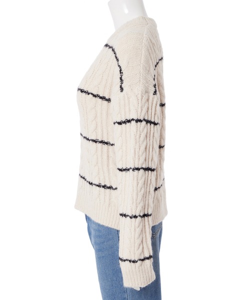 fifth(フィフス)の「ケーブルボーダーニット(ニット/セーター・レディース・ブラック/ベージュ・M)」の5枚目の写真