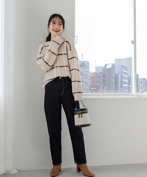 fifth(フィフス)の「ケーブルボーダーニット(ニット/セーター・レディース・ブラック/ベージュ・M)」の19枚目の写真