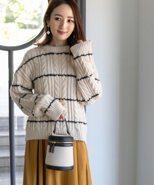 fifth(フィフス)の「ケーブルボーダーニット(ニット/セーター・レディース・ブラック/ベージュ・M)」の21枚目の写真
