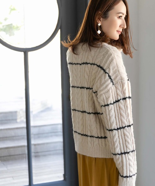 fifth(フィフス)の「ケーブルボーダーニット(ニット/セーター・レディース・ブラック/ベージュ・M)」の14枚目の写真