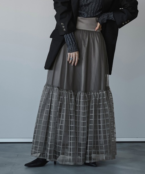 Ezick（エジック）の「Windowチュールティアードスカート（スカート・レディース・ブラック/グレー/ピンク・FREE）」の3枚目の写真