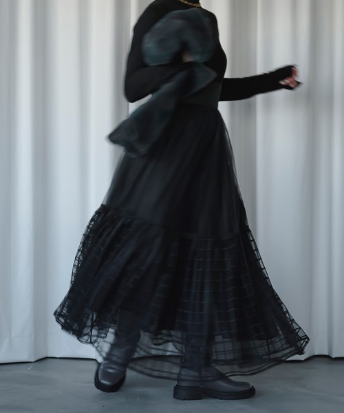 Ezick（エジック）の「Windowチュールティアードスカート（スカート・レディース・ブラック/グレー/ピンク・FREE）」の7枚目の写真