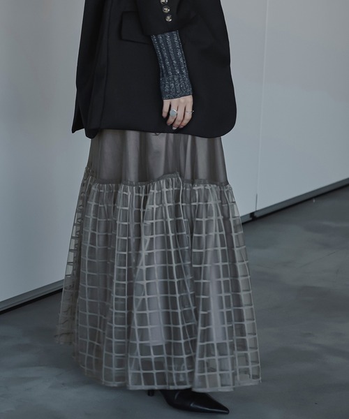 Ezick（エジック）の「Windowチュールティアードスカート（スカート・レディース・ブラック/グレー/ピンク・FREE）」の5枚目の写真
