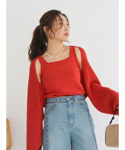 Ungrid(アングリッド)の「マルチウェイショートニットセット(ニット/セーター・レディース・アイボリー/オレンジ/チャコールグレー・FREE)」の18枚目の写真