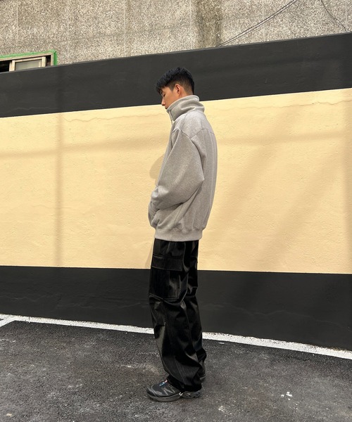 minsobi（ミンソビ）の「裏起毛 ハイネックパーカー ビッグシルエット ユニセックスパーカー（パーカー・メンズ・ブラック/グレー・FREE）」の22枚目の写真