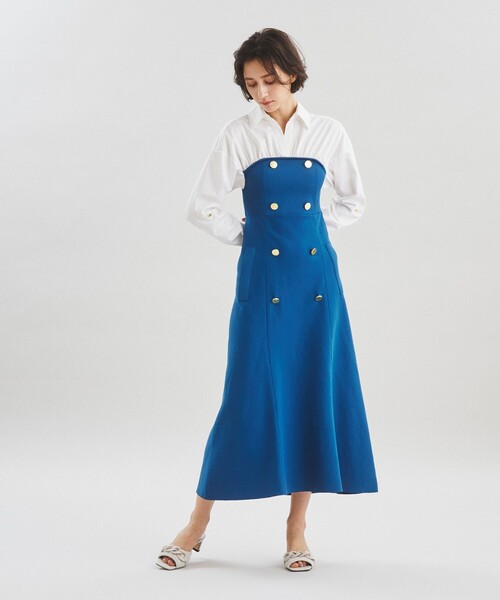 GRACE CONTINENTAL(グレースコンチネンタル)の「シャツレイヤードニットワンピース(ワンピース・レディース・ブルー/チャコールグレー・36)」の7枚目の写真