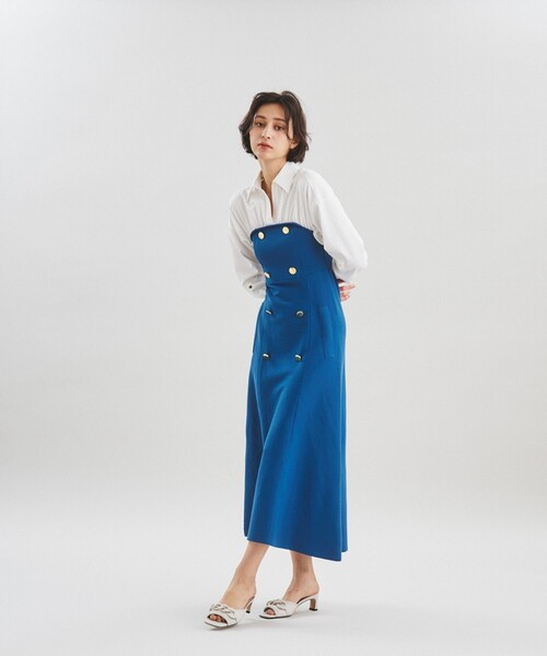 GRACE CONTINENTAL(グレースコンチネンタル)の「シャツレイヤードニットワンピース(ワンピース・レディース・ブルー/チャコールグレー・36)」の9枚目の写真