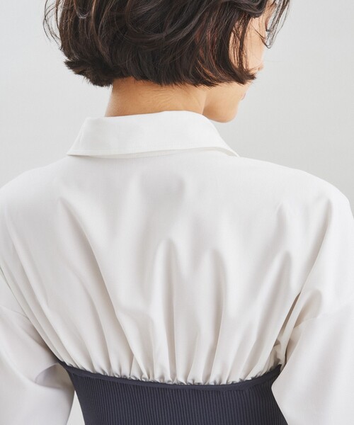 GRACE CONTINENTAL(グレースコンチネンタル)の「シャツレイヤードニットワンピース(ワンピース・レディース・ブルー/チャコールグレー・36)」の5枚目の写真