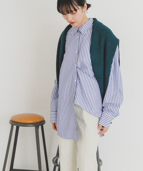 UR Lab.（アーバンリサーチラボ）の「アシメストライプシャツ（シャツ/ブラウス・レディース・ブラック/ブルー/ピンク系その他・FREE）」の10枚目の写真