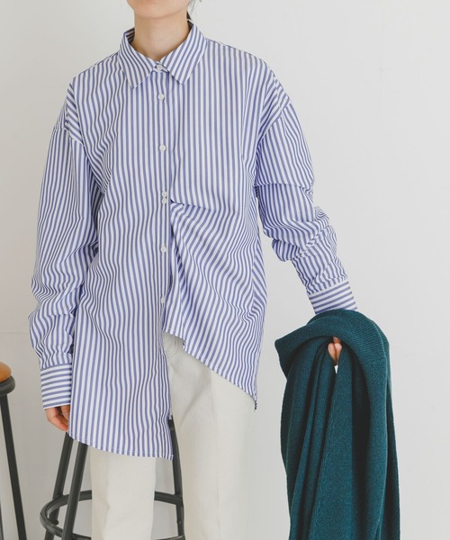 UR Lab.（アーバンリサーチラボ）の「アシメストライプシャツ（シャツ/ブラウス・レディース・ブラック/ブルー/ピンク系その他・FREE）」の11枚目の写真