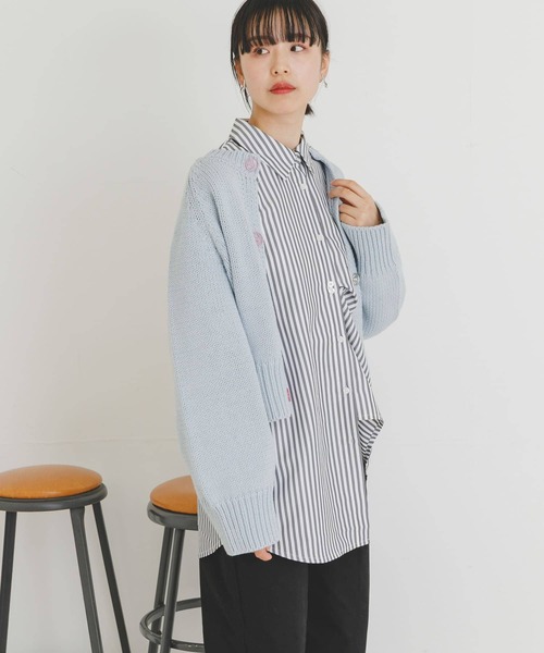 UR Lab.（アーバンリサーチラボ）の「アシメストライプシャツ（シャツ/ブラウス・レディース・ブラック/ブルー/ピンク系その他・FREE）」の5枚目の写真