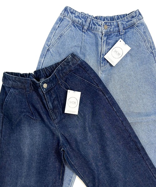 SHORE (ショア)の「SHORE フリンジワイドタックパンツ(デニムパンツ・レディース・サックスブルー/インディゴブルー・LARGE/SMALL/MEDIUM)」の8枚目の写真