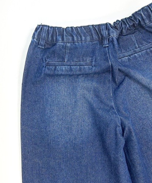 SHORE (ショア)の「SHORE フリンジワイドタックパンツ(デニムパンツ・レディース・サックスブルー/インディゴブルー・LARGE/SMALL/MEDIUM)」の3枚目の写真