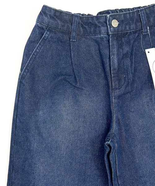 SHORE (ショア)の「SHORE フリンジワイドタックパンツ(デニムパンツ・レディース・サックスブルー/インディゴブルー・LARGE/SMALL/MEDIUM)」の5枚目の写真