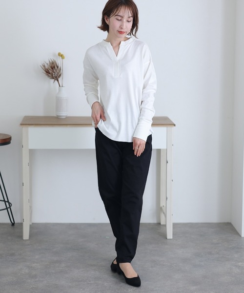 ElegChic(エレグシック)の「ウエストゴム テーパードツイルパンツ(その他パンツ・レディース・ブラック/ベージュ/カーキ・M/L/XL/3L/4L)」の8枚目の写真