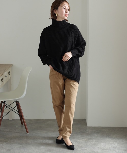 ElegChic(エレグシック)の「ウエストゴム テーパードツイルパンツ(その他パンツ・レディース・ブラック/ベージュ/カーキ・M/L/XL/3L/4L)」の4枚目の写真