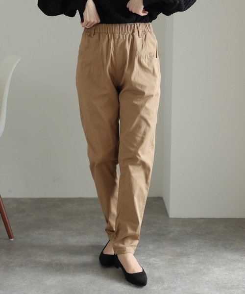ElegChic(エレグシック)の「ウエストゴム テーパードツイルパンツ(その他パンツ・レディース・ブラック/ベージュ/カーキ・M/L/XL/3L/4L)」の17枚目の写真