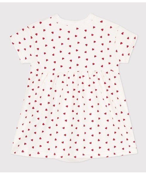 PETIT BATEAU（プチバトー）の「ライトスウェット半袖ドレスボディ（ロンパース・キッズ・ホワイト×レッド・6MONTH/18MONTH/12MONTH）」の5枚目の写真