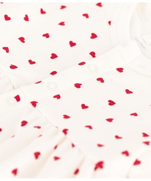 PETIT BATEAU（プチバトー）の「ライトスウェット半袖ドレスボディ（ロンパース・キッズ・ホワイト×レッド・6MONTH/18MONTH/12MONTH）」の2枚目の写真