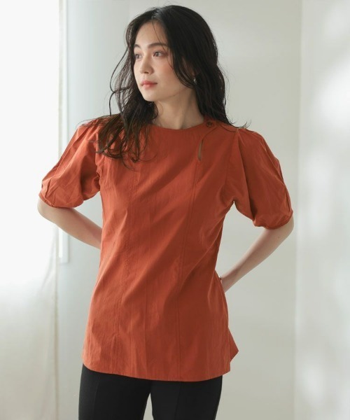 DONOBAN(ドノバン)の「ブロードカットアウトトップス(シャツ/ブラウス・レディース・グリーン/ホワイト/テラコッタ・F)」の4枚目の写真