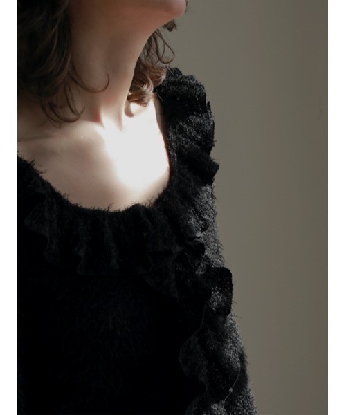 AMAIL(アマイル)の「Furi shaggy cardigan(カーディガン/ボレロ・レディース・ブラック/アイボリー・FREE)」の13枚目の写真