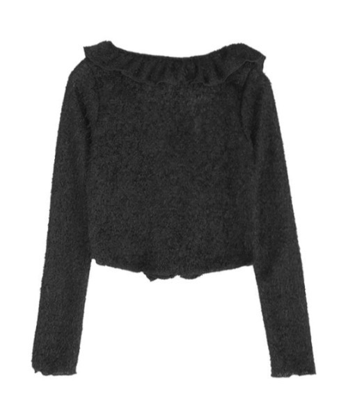 AMAIL(アマイル)の「Furi shaggy cardigan(カーディガン/ボレロ・レディース・ブラック/アイボリー・FREE)」の6枚目の写真