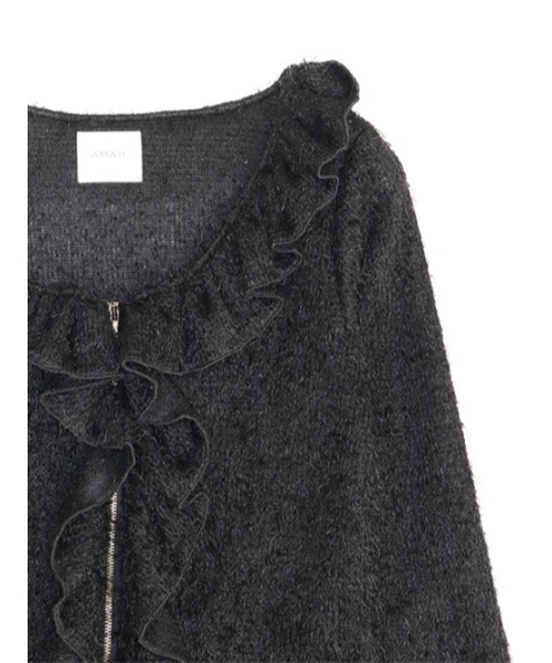 AMAIL(アマイル)の「Furi shaggy cardigan(カーディガン/ボレロ・レディース・ブラック/アイボリー・FREE)」の8枚目の写真