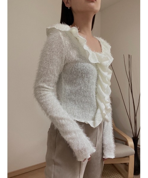 AMAIL(アマイル)の「Furi shaggy cardigan(カーディガン/ボレロ・レディース・ブラック/アイボリー・FREE)」の17枚目の写真