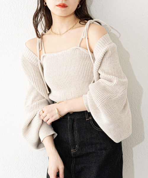 Chico(チコ)の「【2023SS/SET ITEM】メランジボレロ+リボンキャミSET(カーディガン/ボレロ・レディース・グレー/ピンク/ブルー/アイボリー・FREE)」の13枚目の写真