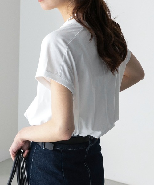 BONLECILL(ボンルシール)の「フレンチスリーブ 配色ロゴ刺繍Tシャツ(Tシャツ/カットソー・レディース・アイボリー/ブラック/ブルー/オフホワイト・FREE)」の22枚目の写真