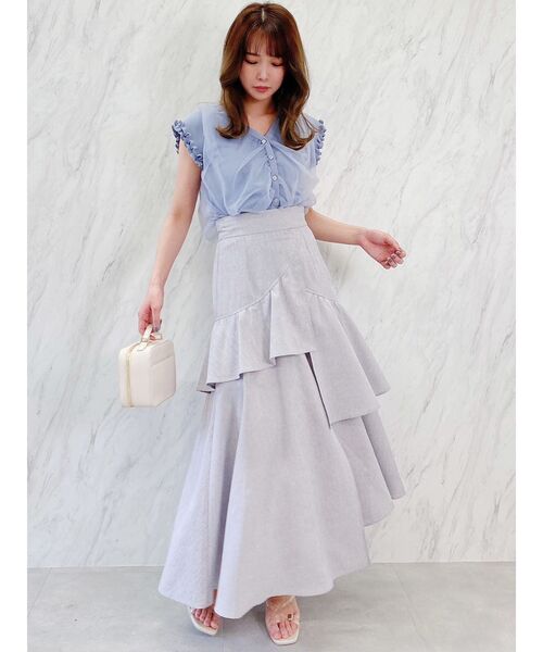 dazzlin（ダズリン）の「チュールベールフリルニットトップス（ニット/セーター・レディース・ブルー/オフホワイト/ブラック/ピンク・FREE）」の16枚目の写真