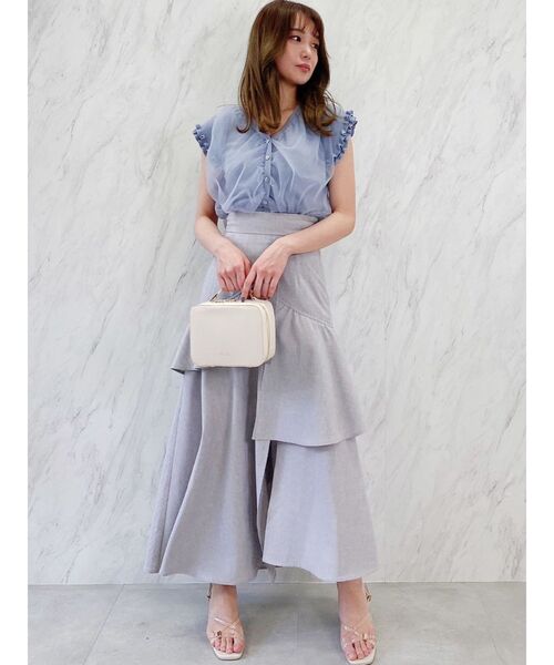 dazzlin（ダズリン）の「チュールベールフリルニットトップス（ニット/セーター・レディース・ブルー/オフホワイト/ブラック/ピンク・FREE）」の17枚目の写真