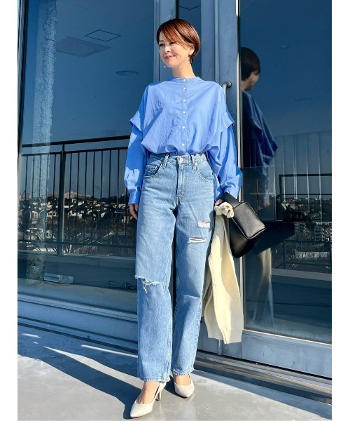 HONEYSUCKLE ROSE(ハニーサックルローズ)の「【HONEYSUCKLE ROSE】袖デザイン長袖シャツ(シャツ/ブラウス・レディース・ホワイト/ブラック/サックスブルー・M/L)」の16枚目の写真