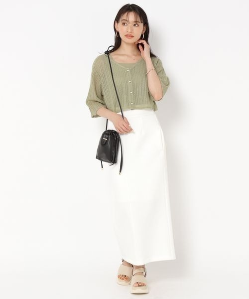 mysty woman（ミスティウーマン）の「ラッセルレースカーデタンクSET 192250（カーディガン/ボレロ・レディース・カーキ/ライトブルー/オフホワイト/ベージュ/マスタード・FREE）」の12枚目の写真