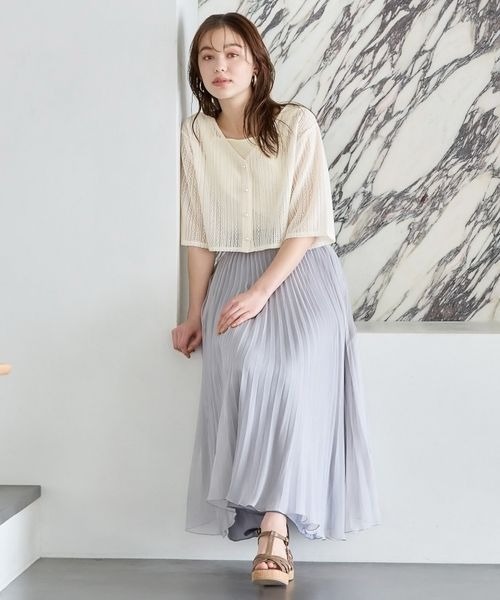 mysty woman（ミスティウーマン）の「ラッセルレースカーデタンクSET 192250（カーディガン/ボレロ・レディース・カーキ/ライトブルー/オフホワイト/ベージュ/マスタード・FREE）」の21枚目の写真