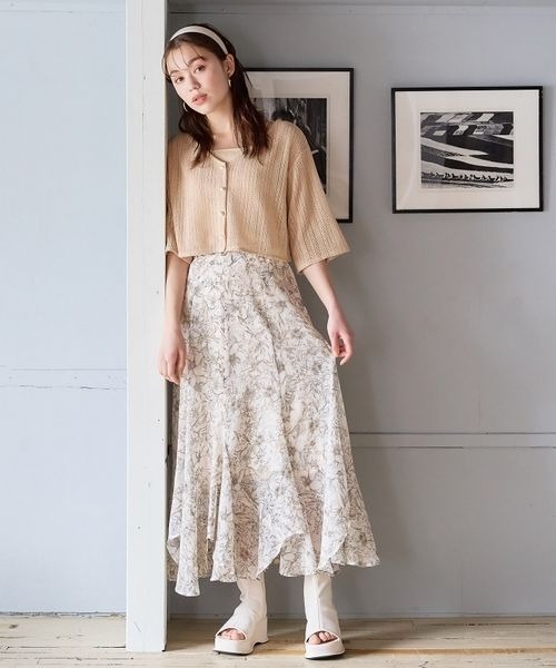 mysty woman（ミスティウーマン）の「ラッセルレースカーデタンクSET 192250（カーディガン/ボレロ・レディース・カーキ/ライトブルー/オフホワイト/ベージュ/マスタード・FREE）」の9枚目の写真